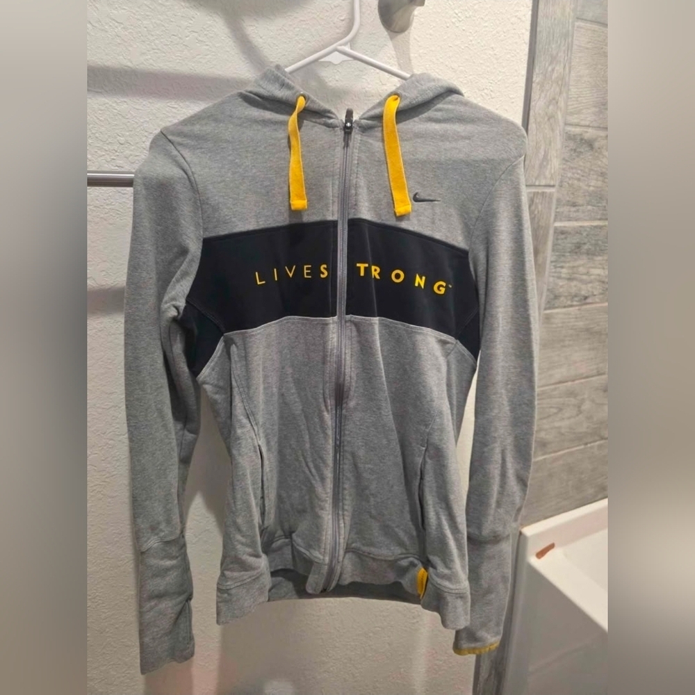 LIVESTRONG Gray and Black Hoodie with Yellow Accents